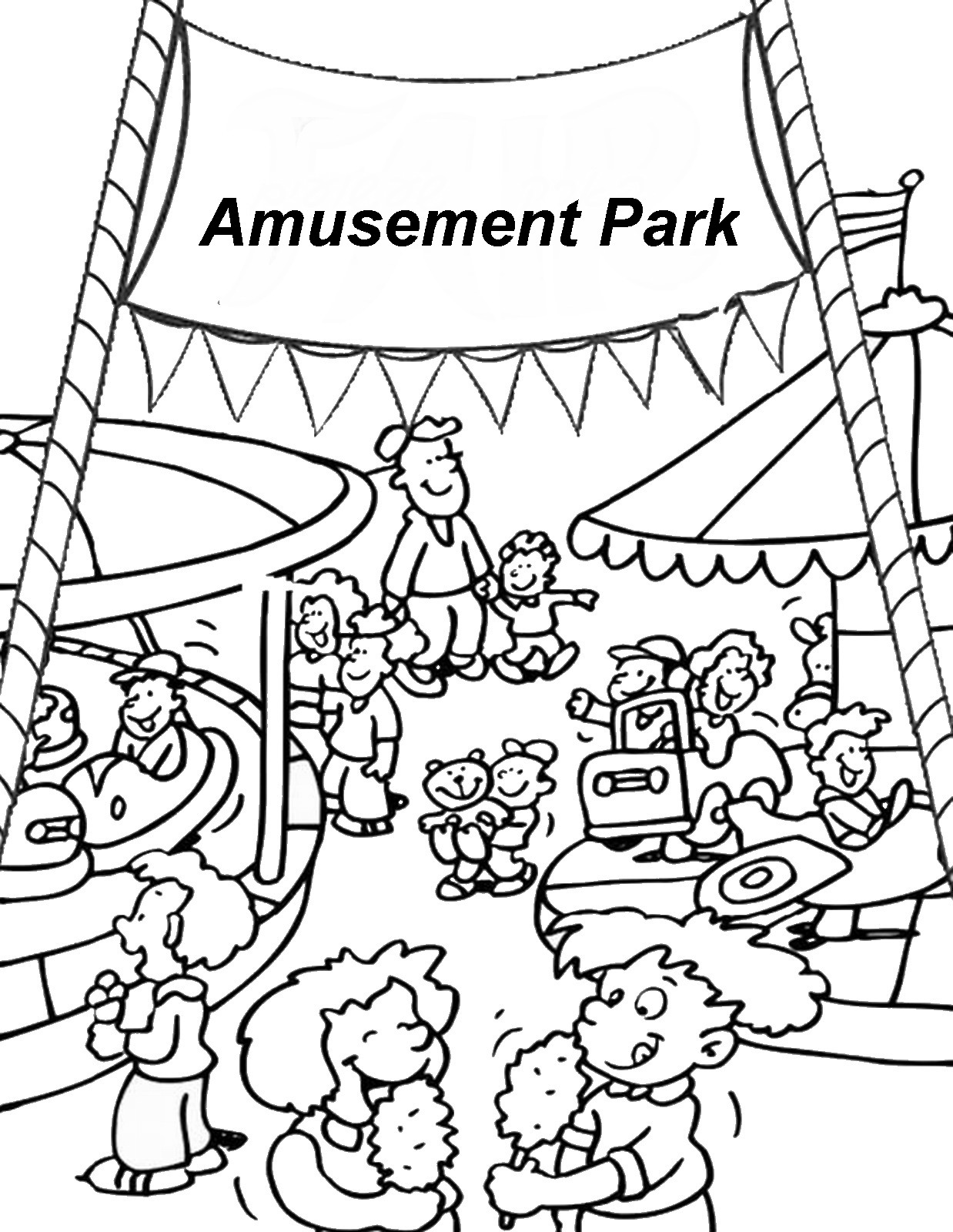 1238x1600 Amusement Park Coloring Pages