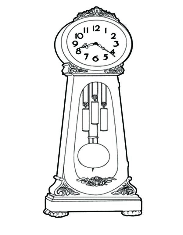 600x771 Fun2draw Coloring Pages Printable Grandfather Clock How To Draw