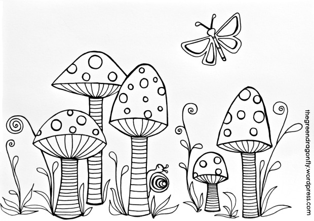620x437 Toadstools Coloring Page Bullet, Journal And Digi Stamps