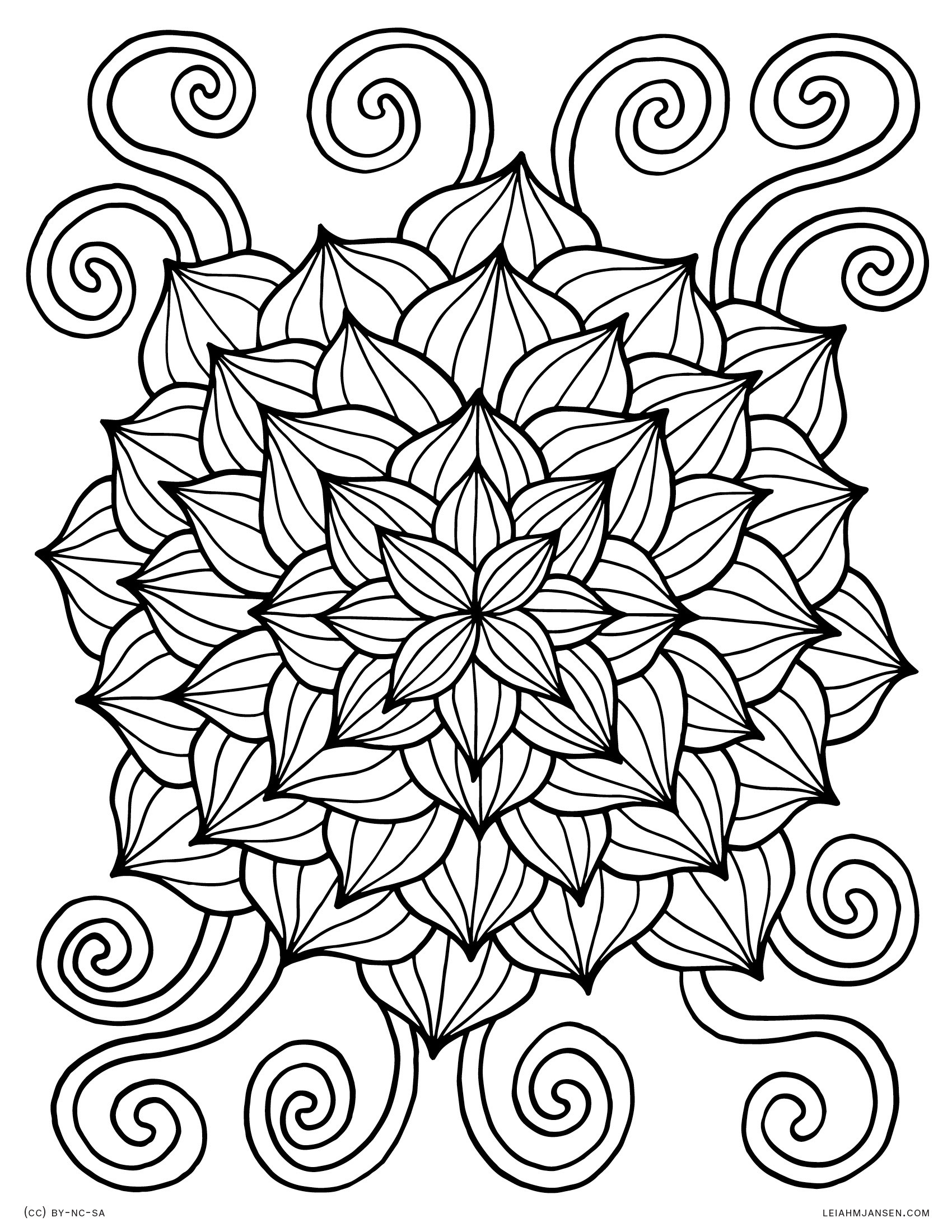 1700x2200 Lmj Coloring Page 003 Lotus Burst 18 Funky Pages
