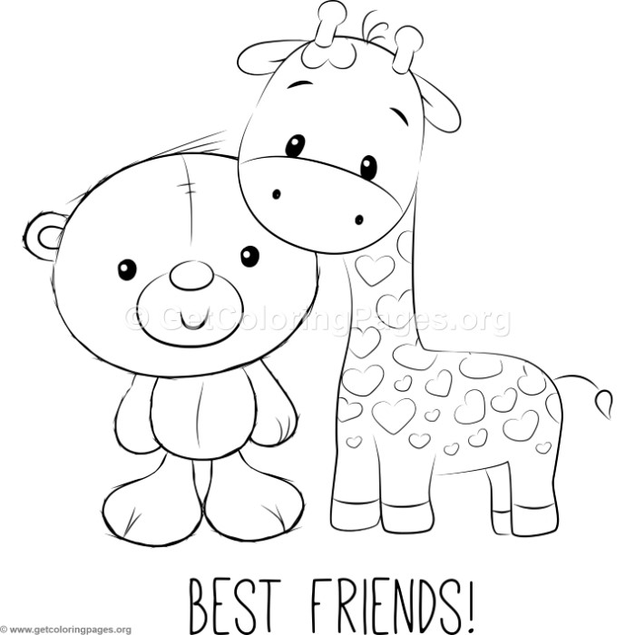 700x700 Cute Bear And Giraffe Coloring Pages