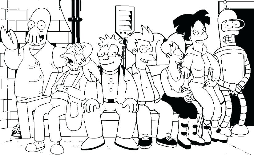825x504 Futurama Coloring Pages Coloring Pages G Bender Leela Futurama
