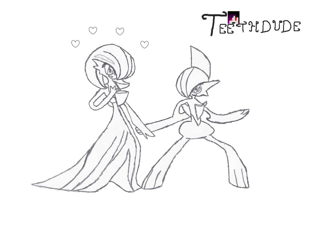 1049x762 Gallade And Gardevoir By Teethdude