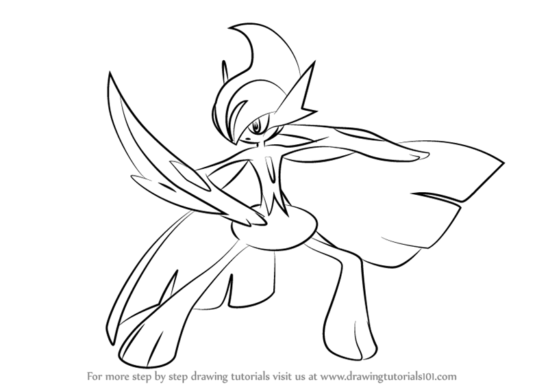 800x566 Learn How To Draw Mega Gallade From Pokemon (Pokemon) Step By Step