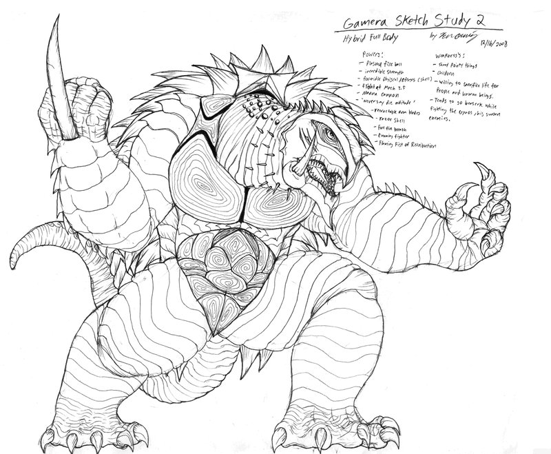 800x659 Attractive Gamera Coloring Pages Collection