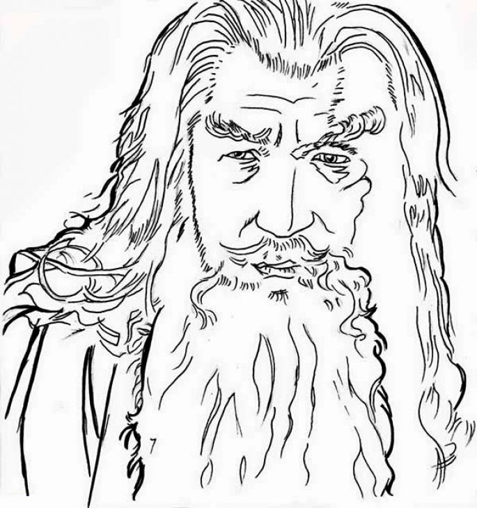 685x730 A Closeup Gandalf Sketch From Lord Of The Rings Coloring Page