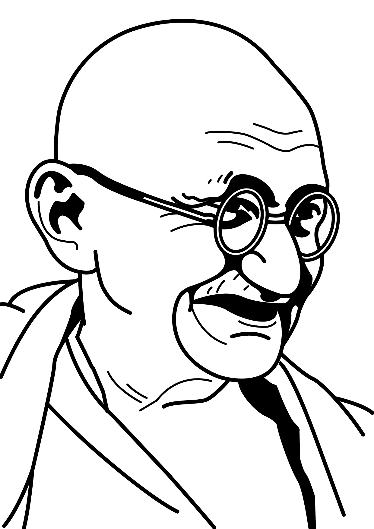 1240x1754 How To Draw Mahatma Gandhi Face Easily Mahatma Gandhi Coloring