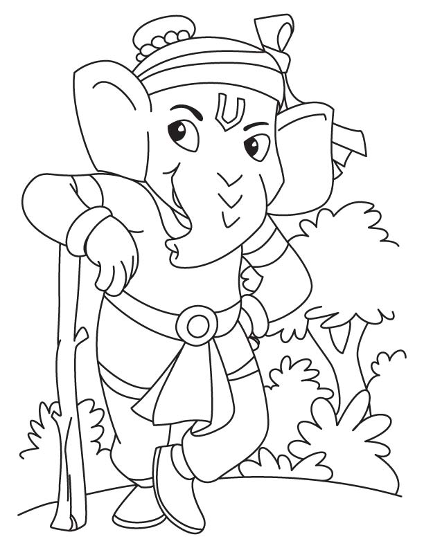 612x792 Ganesha Coloring Pages Lord Ganesha Standing Coloring Page