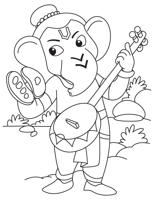 612x792 Lord Ganesha With Sitar Coloring Page Download Free Lord Ganesha
