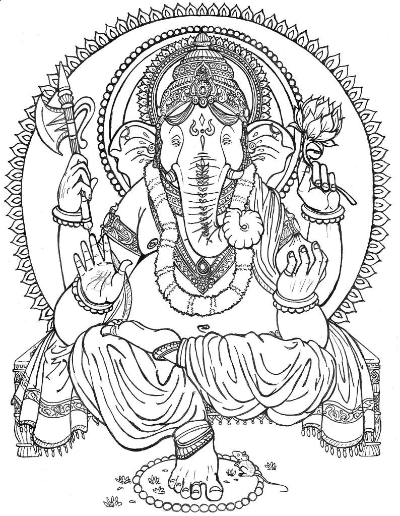 794x1023 Surging Ganesha Coloring Pages Paintings For Lord Ganesh Colouring