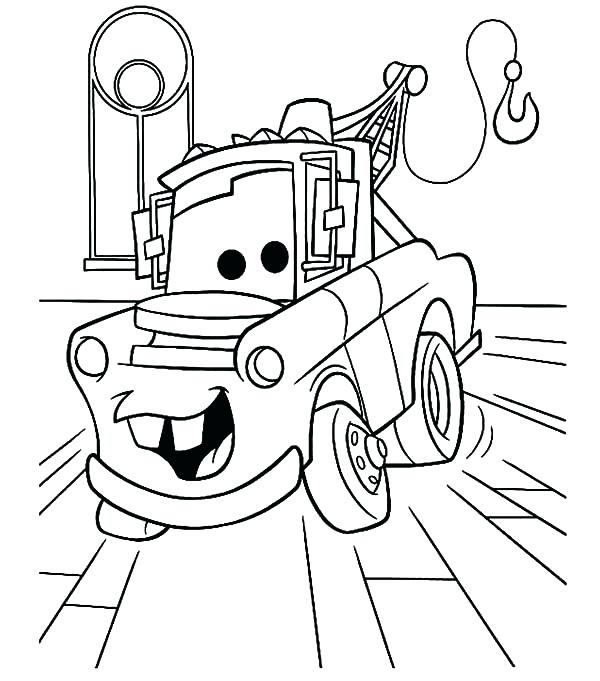 600x681 Mater Coloring Page Tow Mater In The Garage Coloring Pages Mater
