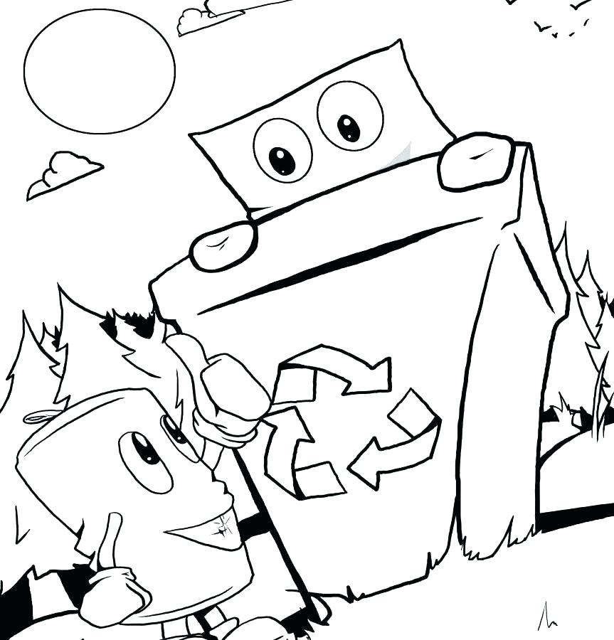 863x900 Recycling Coloring Page Garbage Can Glass Only For Recycling