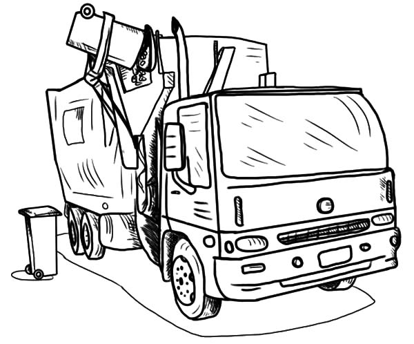 600x498 Loading Garbage Truck Coloring Pages