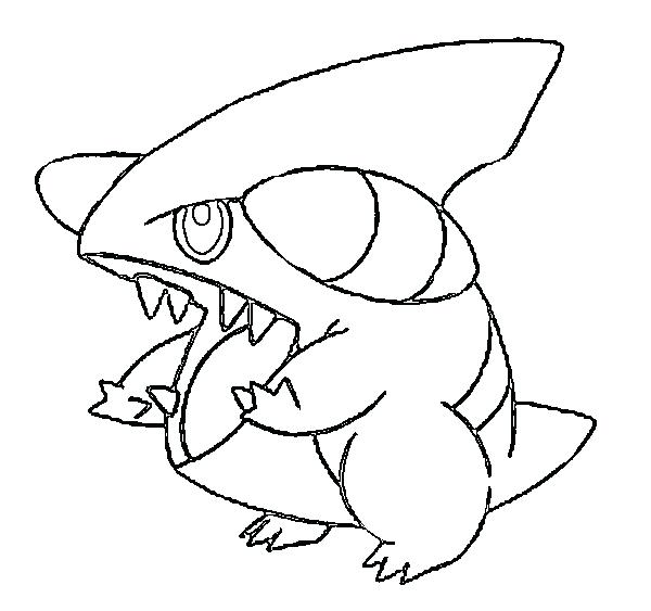 600x563 Garchomp Coloring Pages Coloriage De Pokemon Carchacrok Photo17
