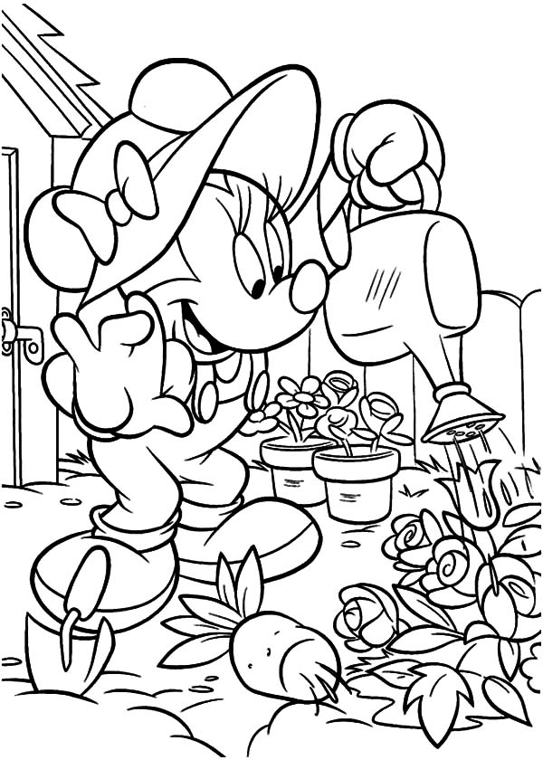 600x840 Minnie Mouse Working In The Garden Coloring Pages Color Luna