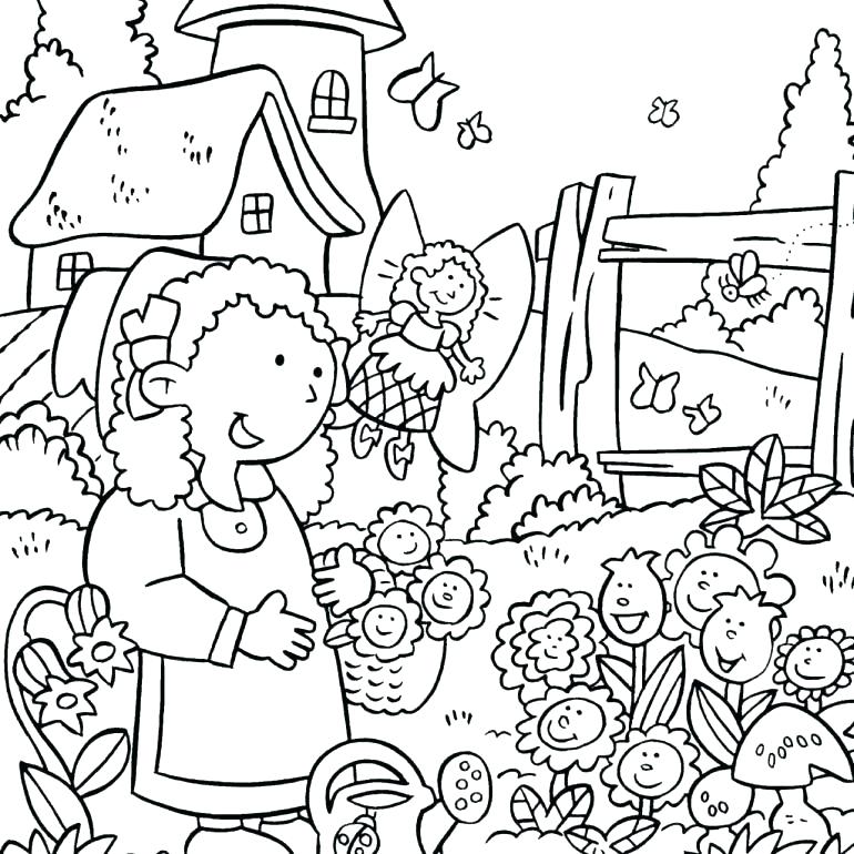 770x770 Flower Garden Coloring Page Flower Garden Coloring Pages As Well