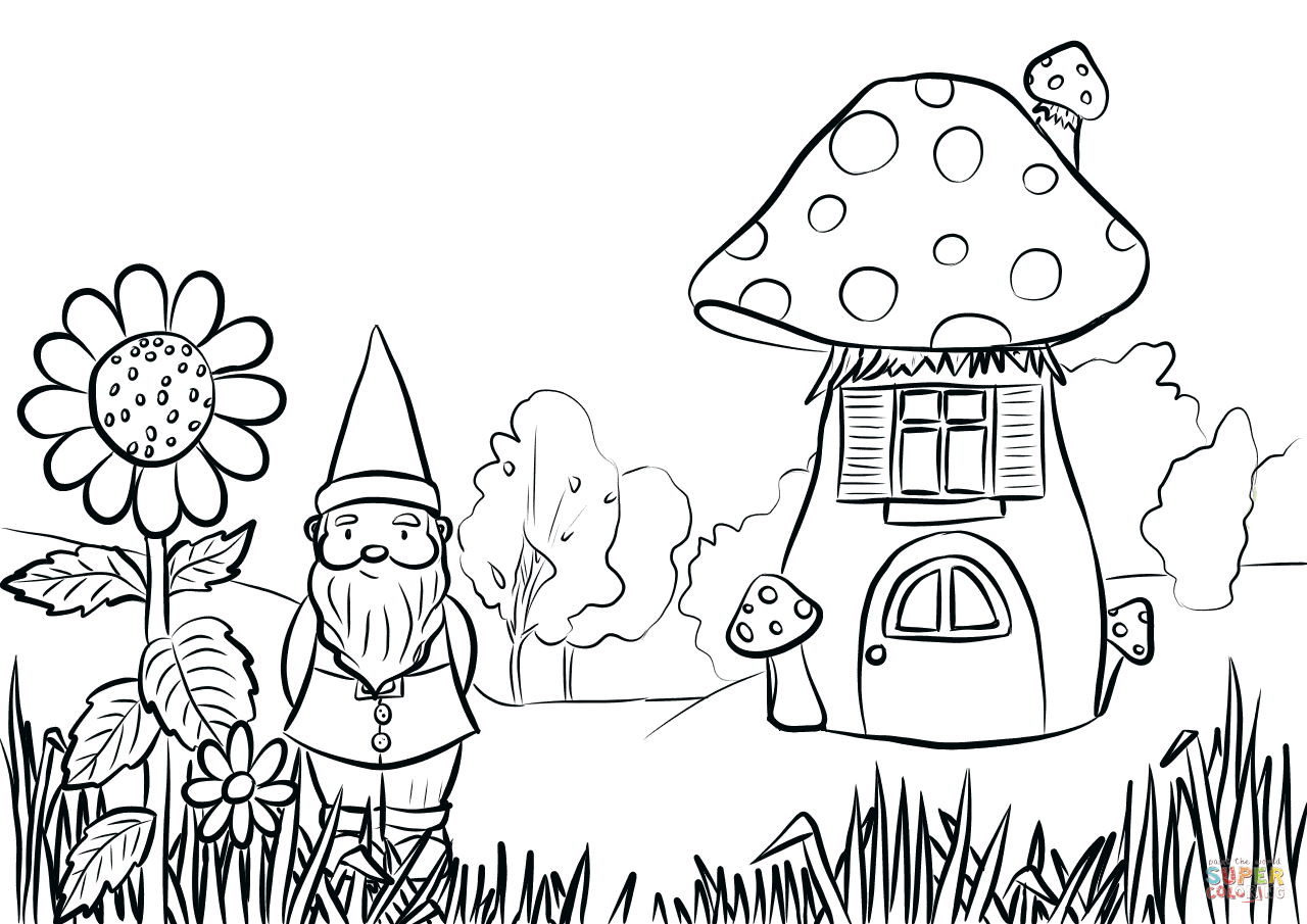 1280x905 Gardening Coloring Pages Gnome In The Garden Page Free Printable