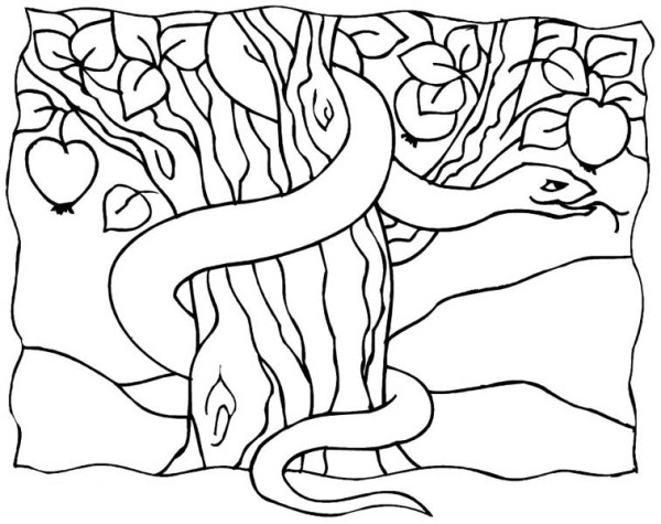 600x475 The Serpent In Garden Of Eden Coloring Page