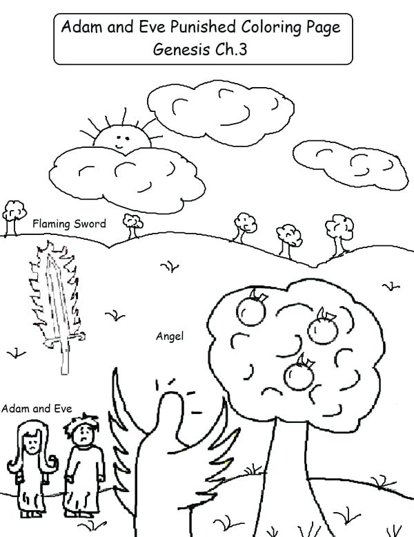 600x777 And Eve Punished By God In Garden Of Coloring Page Plus And Eve