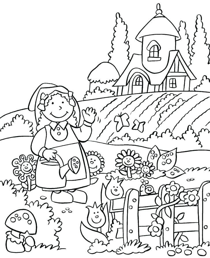 728x897 Printable Garden Tools Coloring Pages