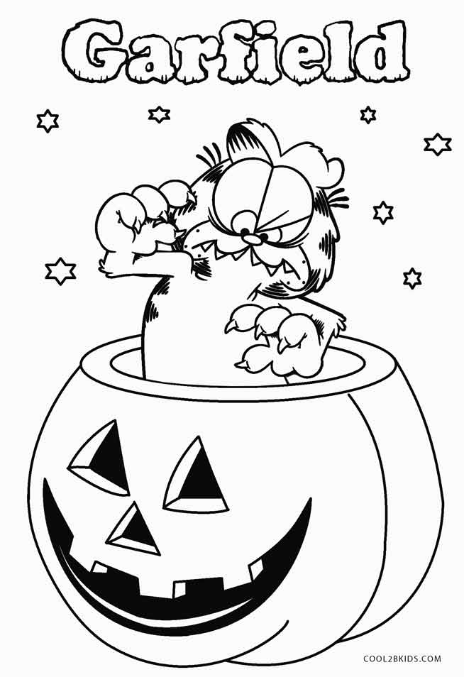 654x954 Garfield Halloween Coloring Pages Printable Garfield Coloring