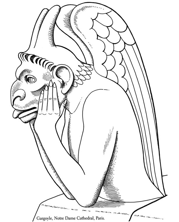 615x760 Gargoyle Drawingcoloring Sheets Dover