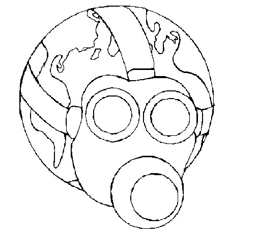 505x470 Earth With Gas Mask Coloring Page
