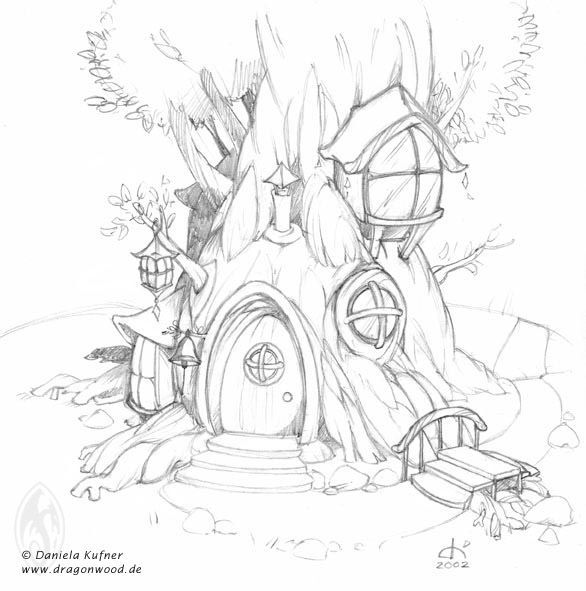 586x591 Fairy Tree House Coloring Pages Google Search Design Kids
