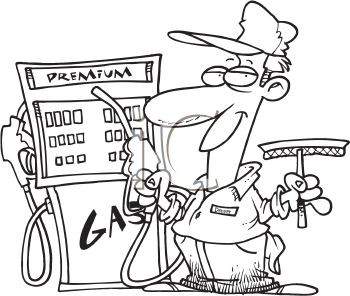350x296 Black And White Gas Station Employee