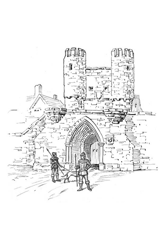 531x750 Coloring Page City Gate