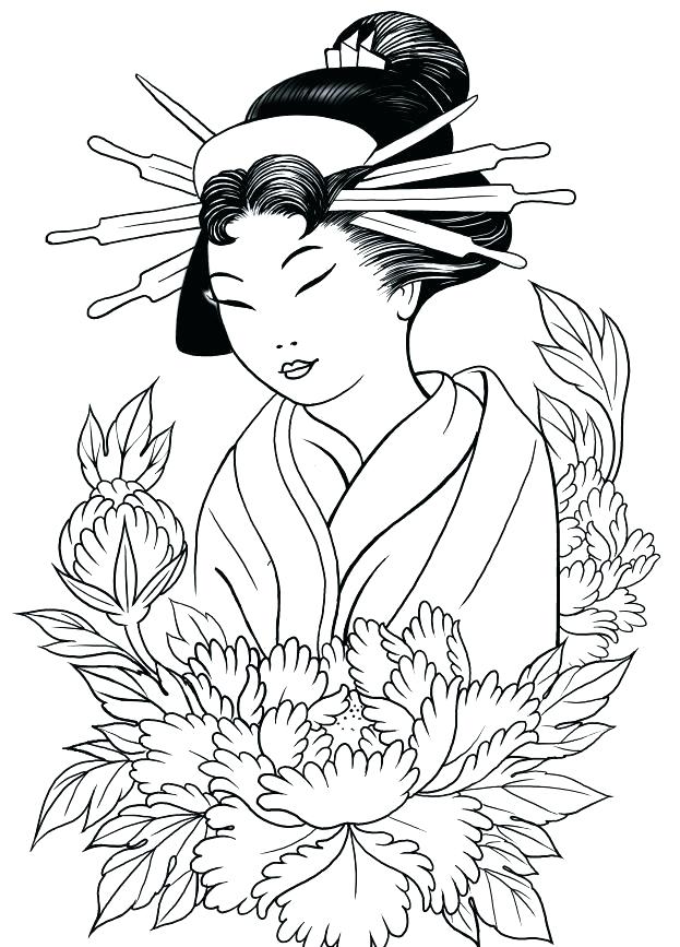 623x867 Geisha Coloring Pages Waving Geisha Coloring Page Geisha Coloring