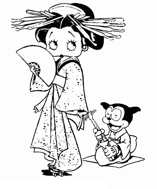 600x720 Betty Boop Geisha Coloring Page
