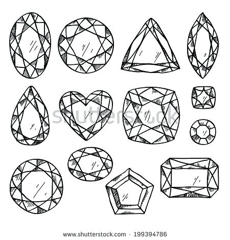 450x470 Gem Stones Coloring Page Hand Drawn Gemstones Sketch Style