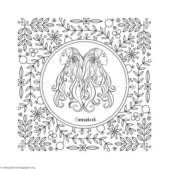 700x700 Gemini Zodiac Element Coloring Pages