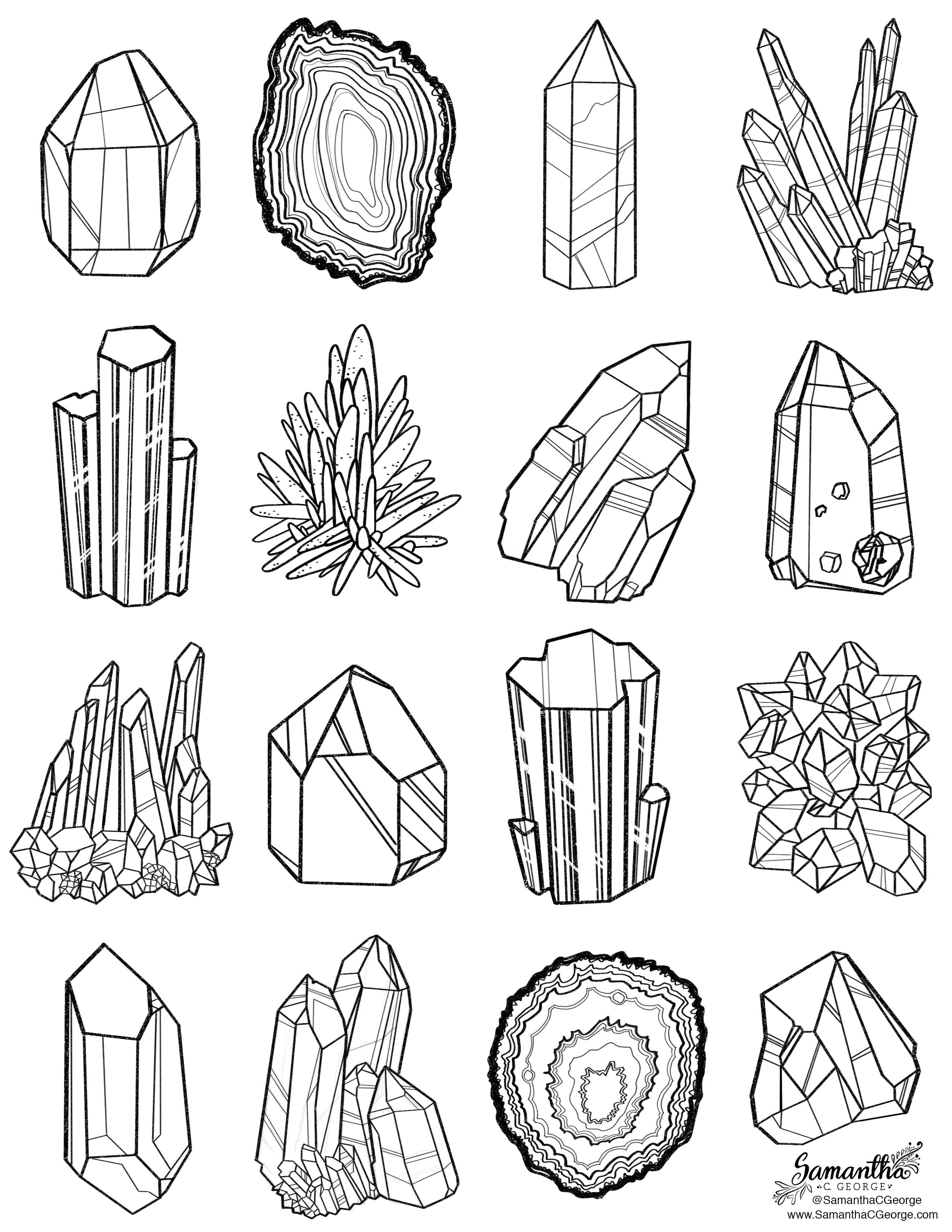 2550x3300 Gem Coloring Page Samantha C George