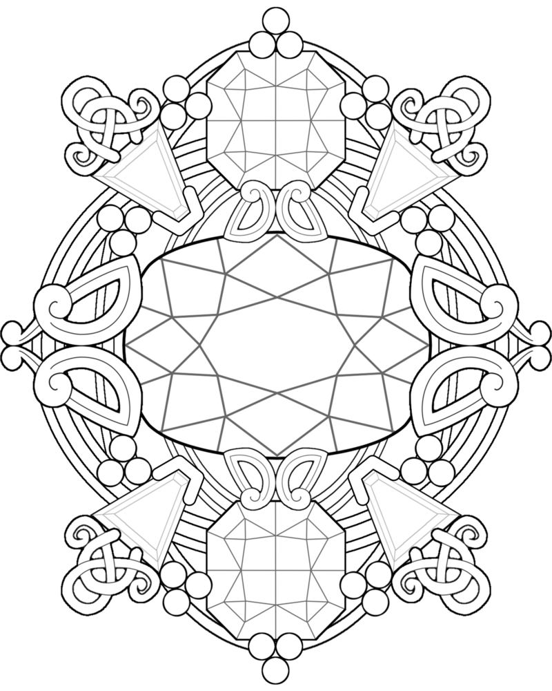 800x1000 Gemstone Fantasy ~ Adult Coloring Page By Kittenpants