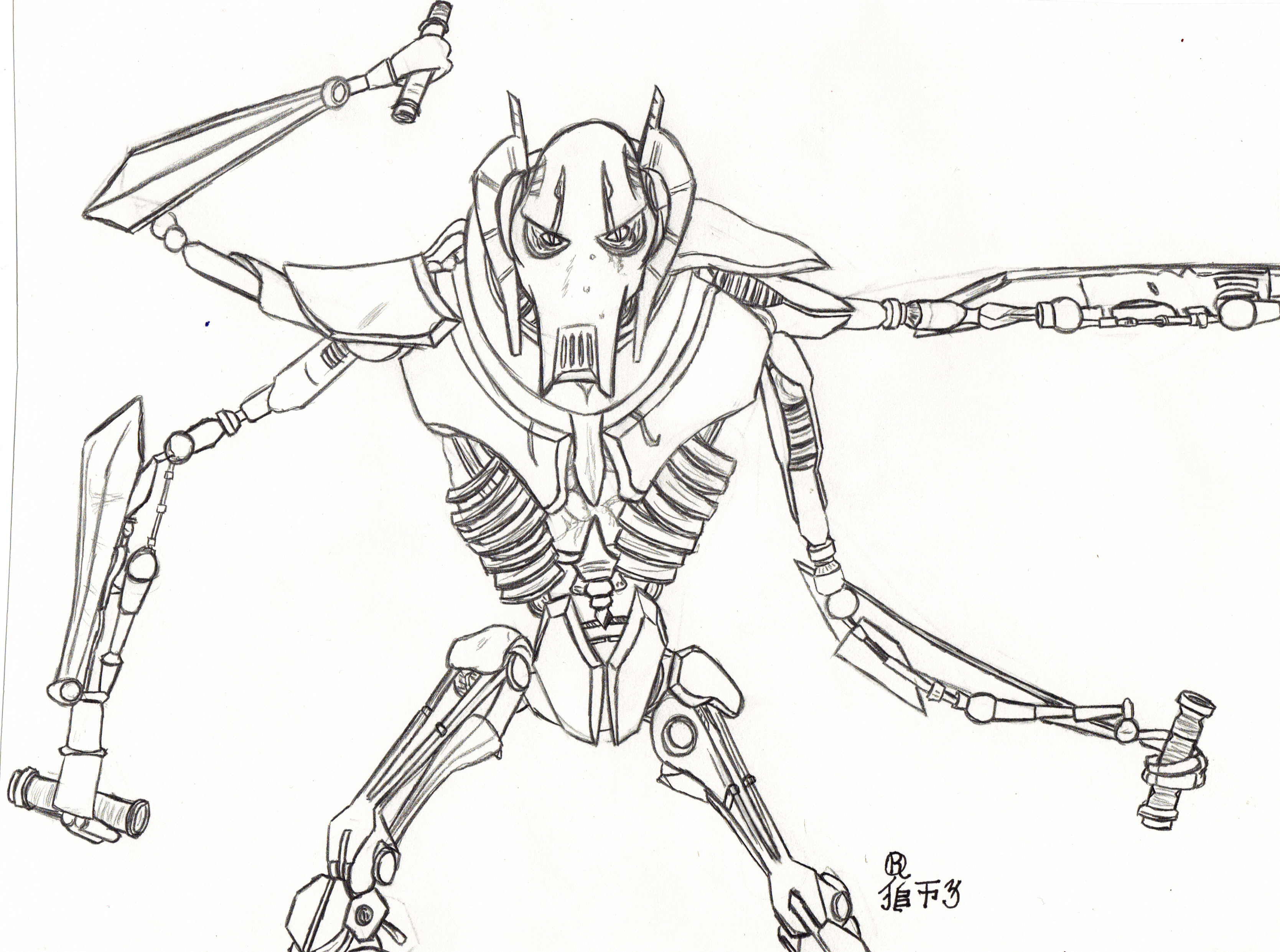 3337x2483 General Grievous Coloring Sheet Pages Brilliant