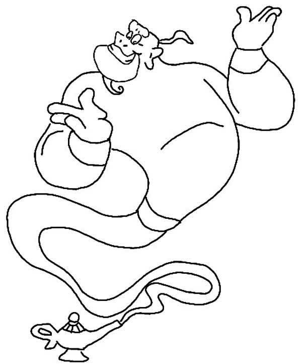600x722 Genie, Aladdin's Realible Servant Coloring Page