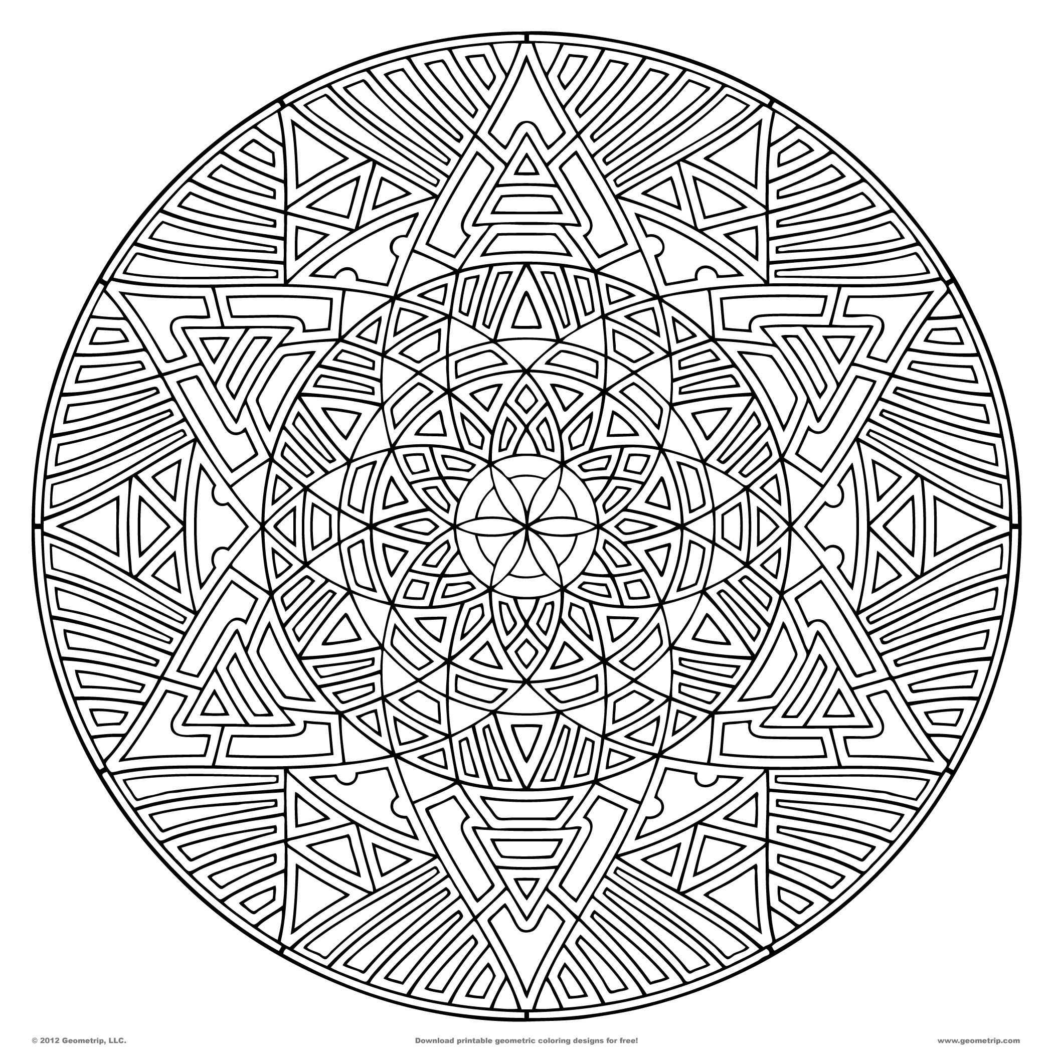 2100x2100 Geometric Coloring Pages For Adults Detailed Printable Kids