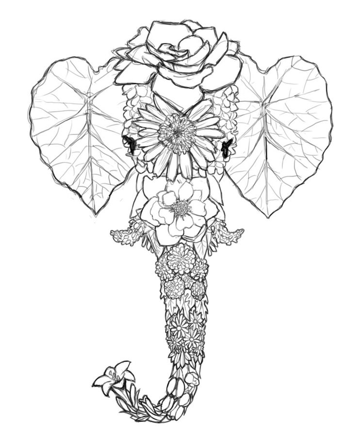 736x915 Free To Print Psychedelic Elephant Head Coloring Pages For Adult