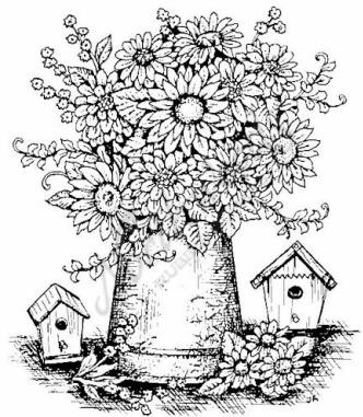 332x381 Northwoods Rubber Stamp Gerbera Daisy Vase Amp Birdhouses