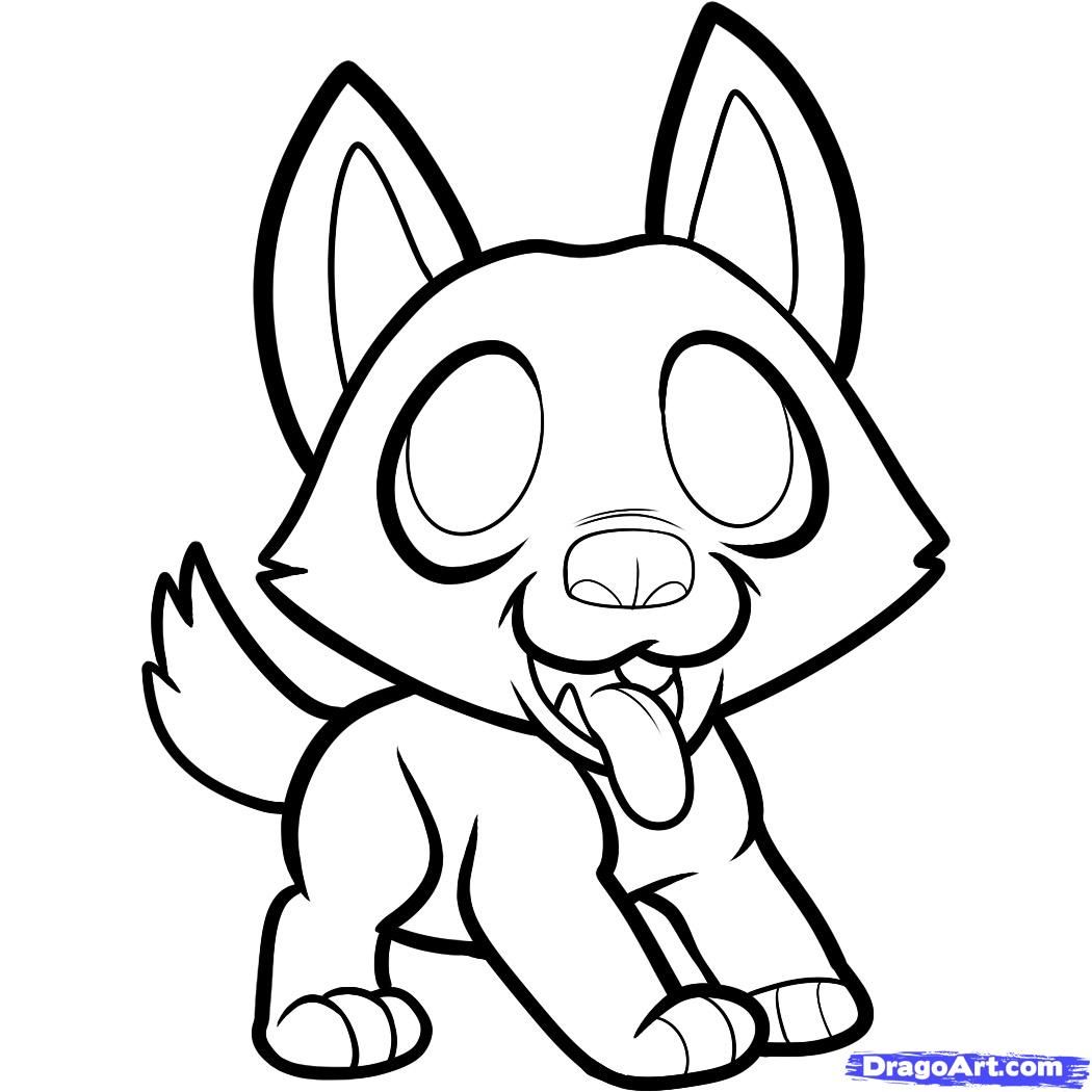 1050x1050 How To Draw A German Shepherd Puppy, German Shepherd Puppy, Step