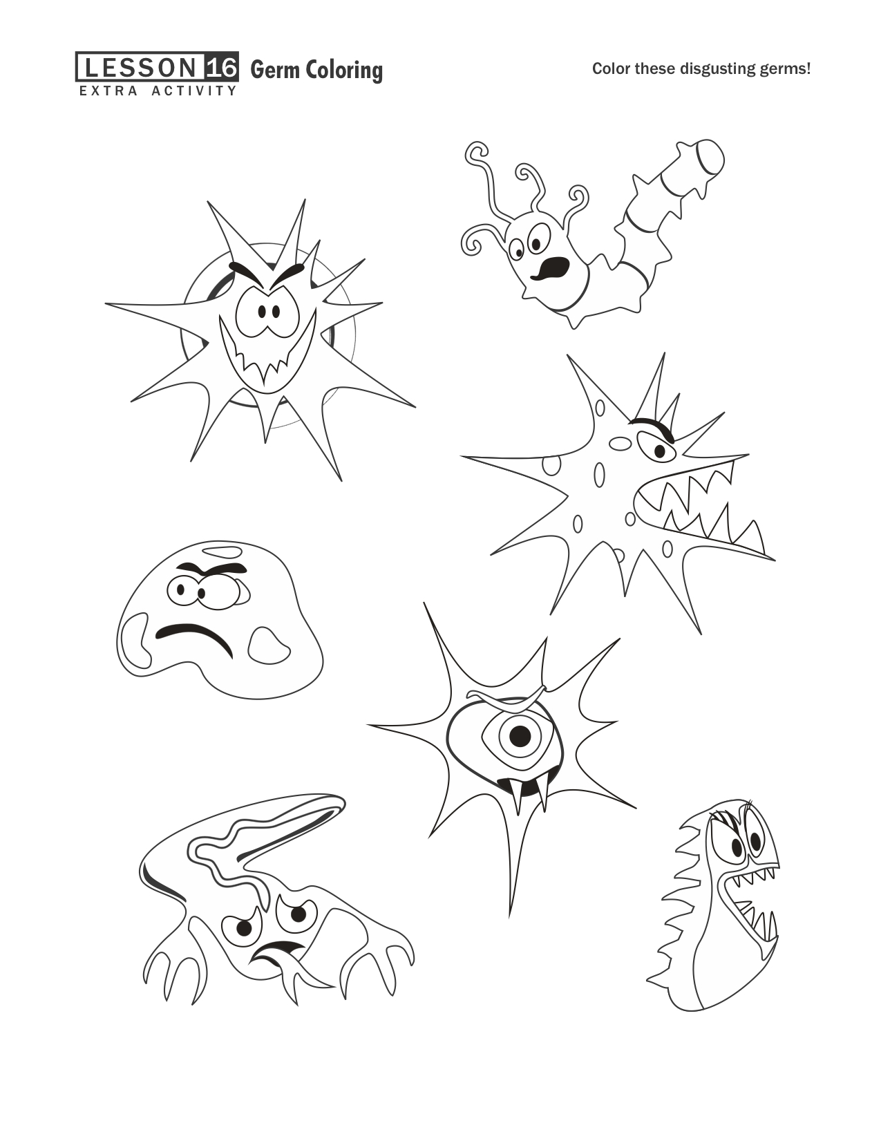 1275x1651 Weird Bacteria Coloring Page Germs Lesson Acti