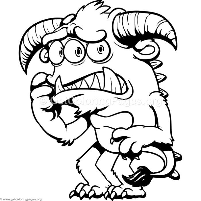 700x700 Funny Cartoon Coloring Pages Funny Cartoon Worried Monster