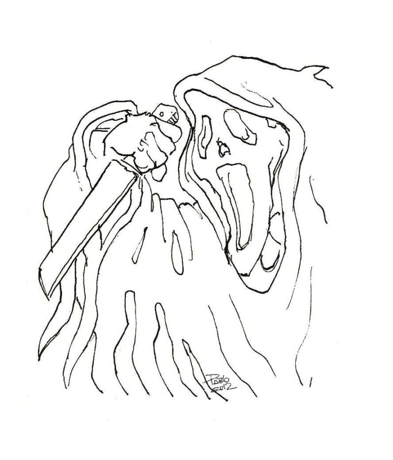 800x937 Ghostface Coloring Pages Sketch Coloring Page In Style
