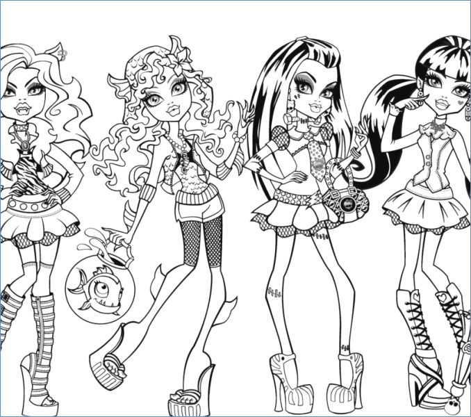 678x600 Ghoulia Yelps Little Girl Monster High Coloring Page