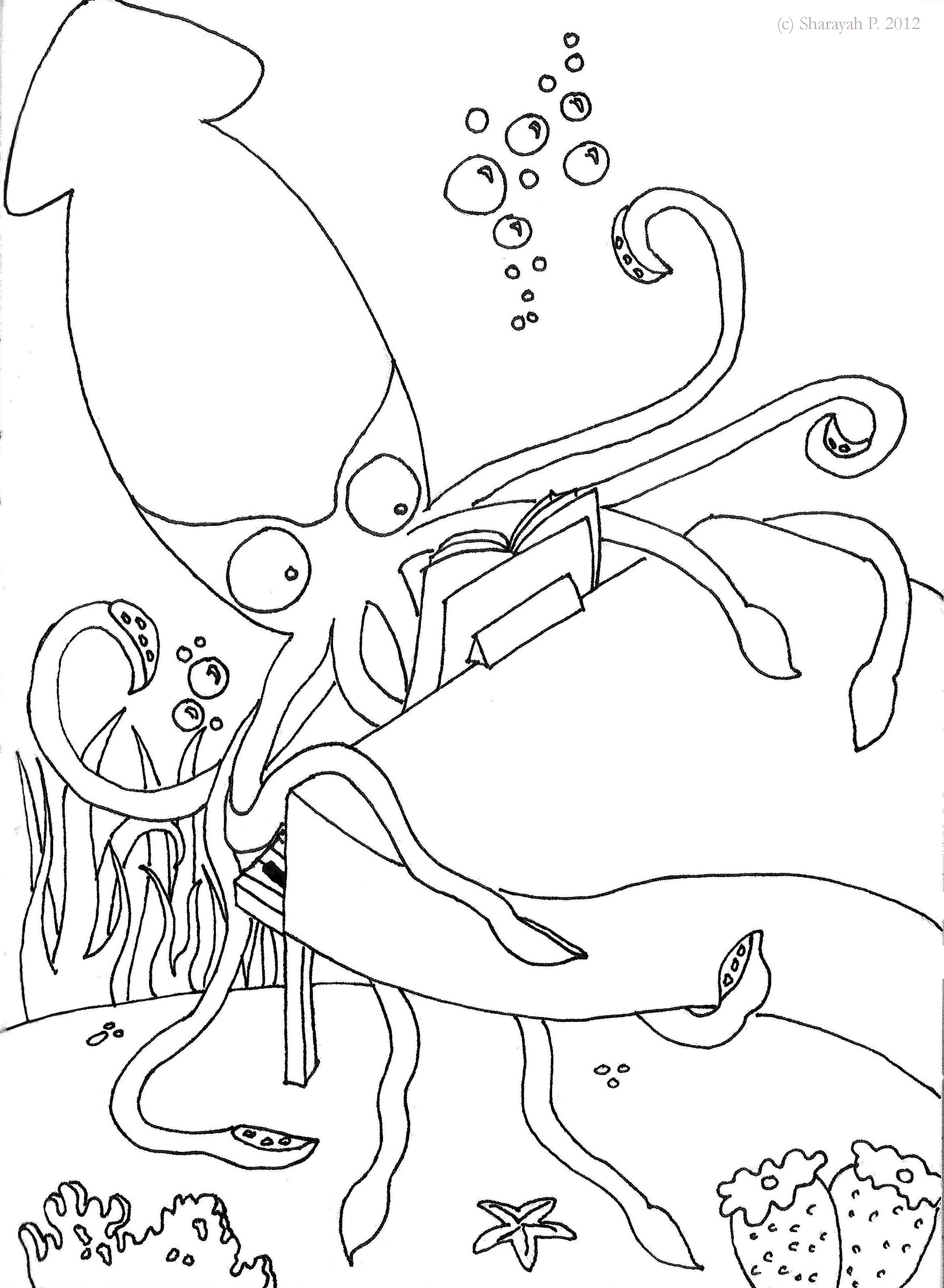 2344x3199 Instructive Giant Squid Coloring Page Colossal Drawing