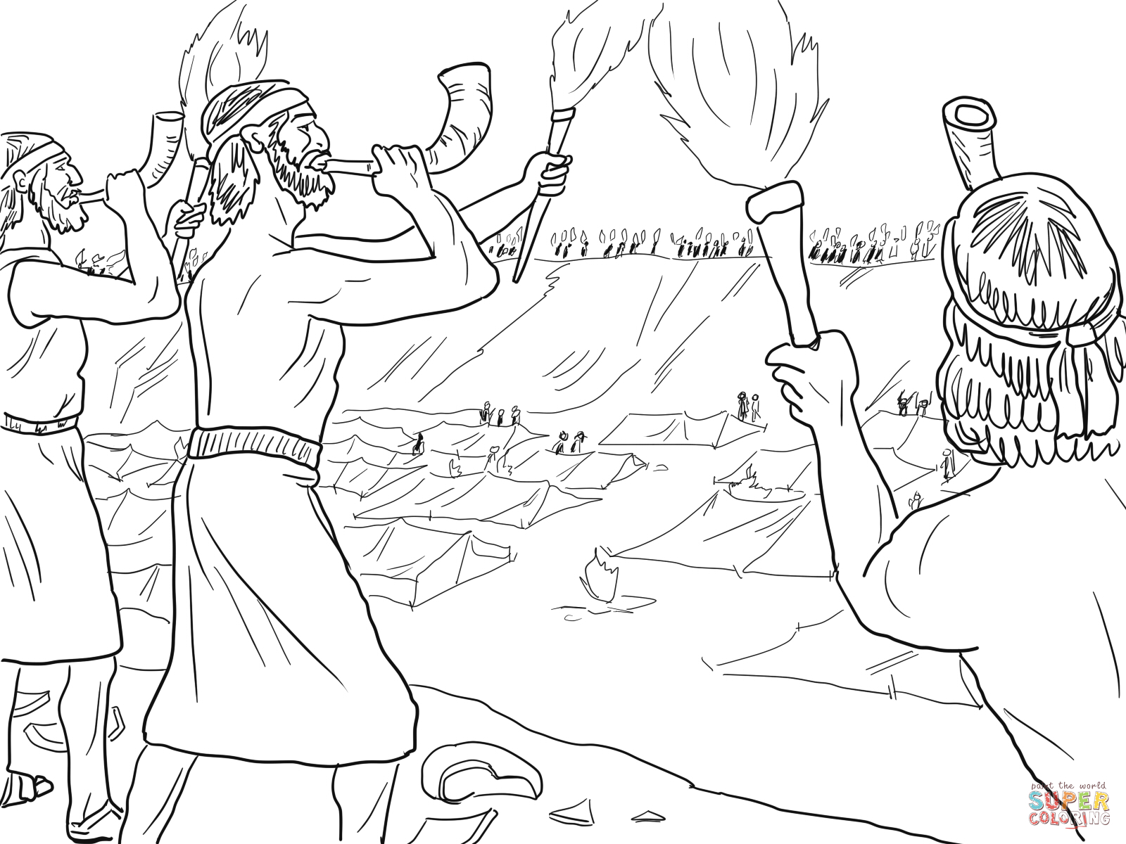 1600x1200 Gideon Soldiers With Trumpets And Torches Super Coloring