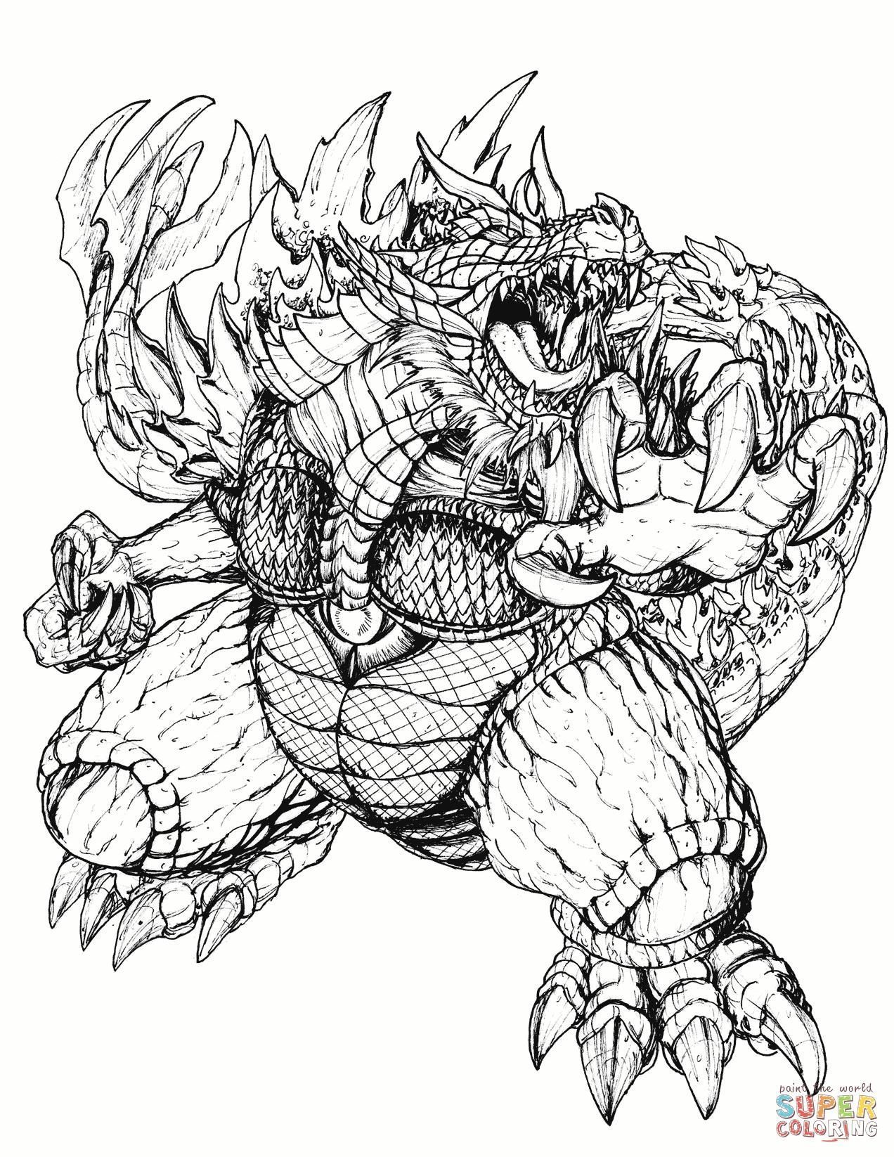 1272x1646 Coloring Pages Godzilla Page Fun Ripping Gigan