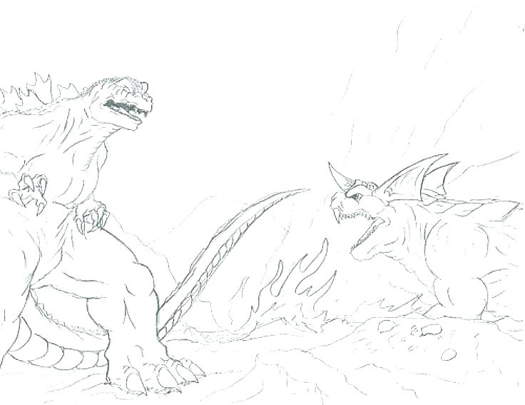 736x567 Godzilla Vs Gigan Coloring Pages